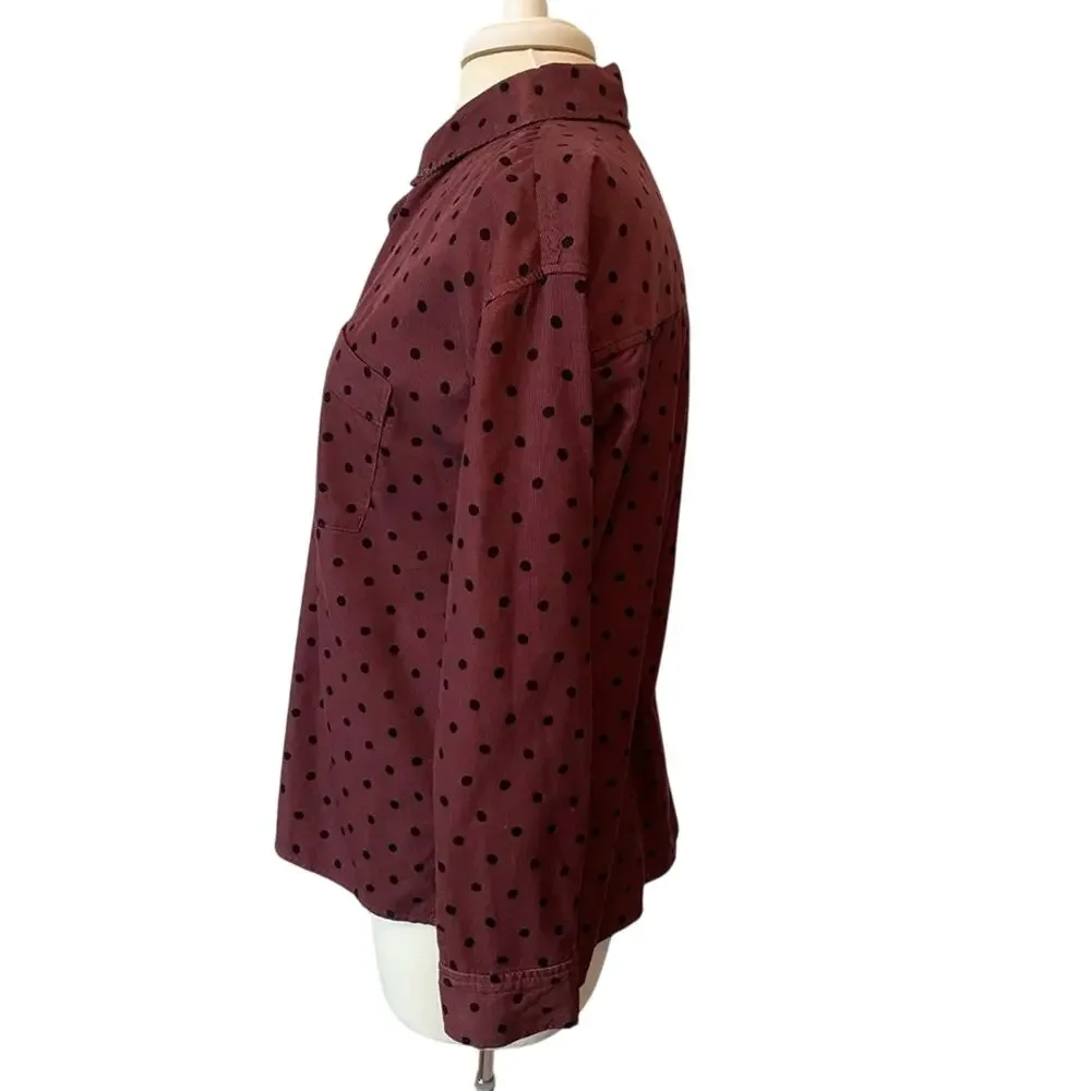 Madewell‎ NWT Women's S Corduroy Polka Dot Oversized Button Down Shirt Casual